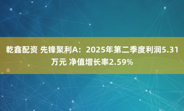 乾鑫配资 先锋聚利A：2025年第二季度利润5.31万元 净值增长率2.59%