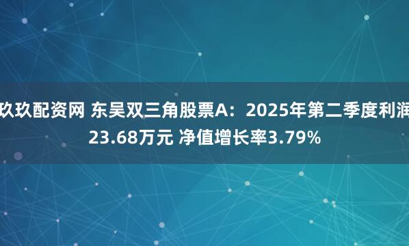 玖玖配资网 东吴双三角股票A：2025年第二季度利润23.68万元 净值增长率3.79%